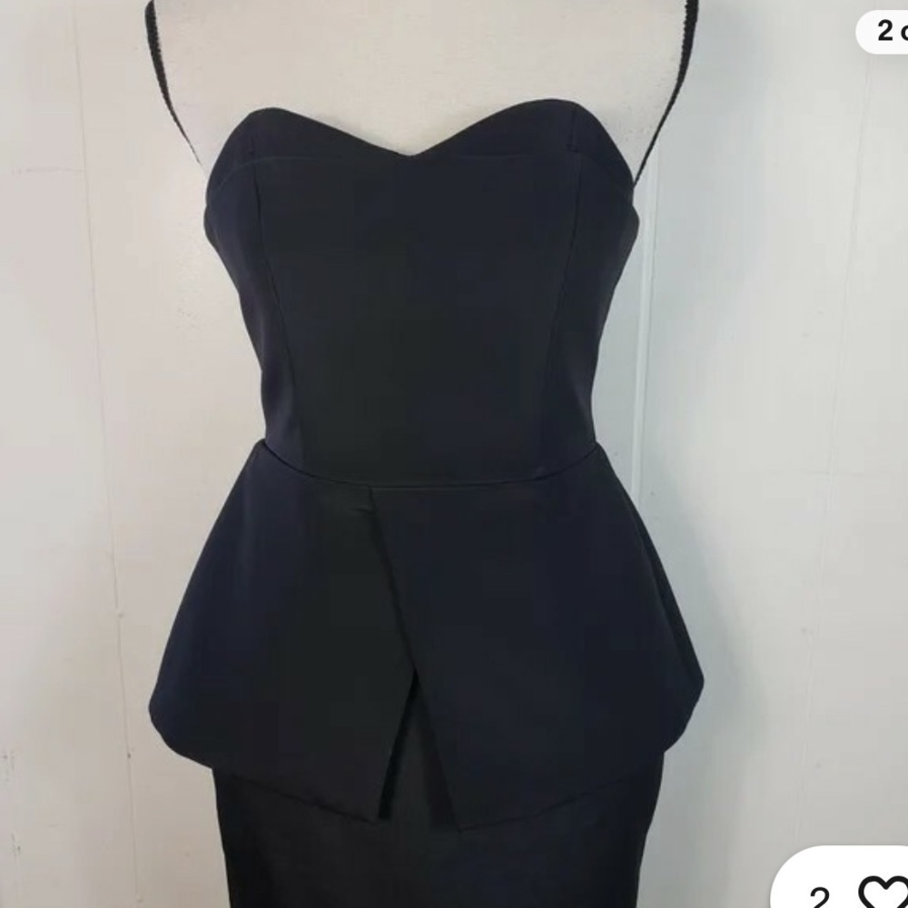 FINDERS KEEPERS Black Mad Hatter Sweetheart Peplum Pencil Dress Size Small